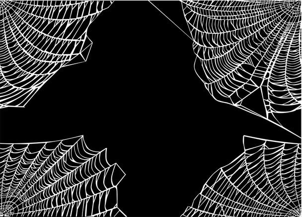 Spider web rogi na czarny - Wektor, obraz