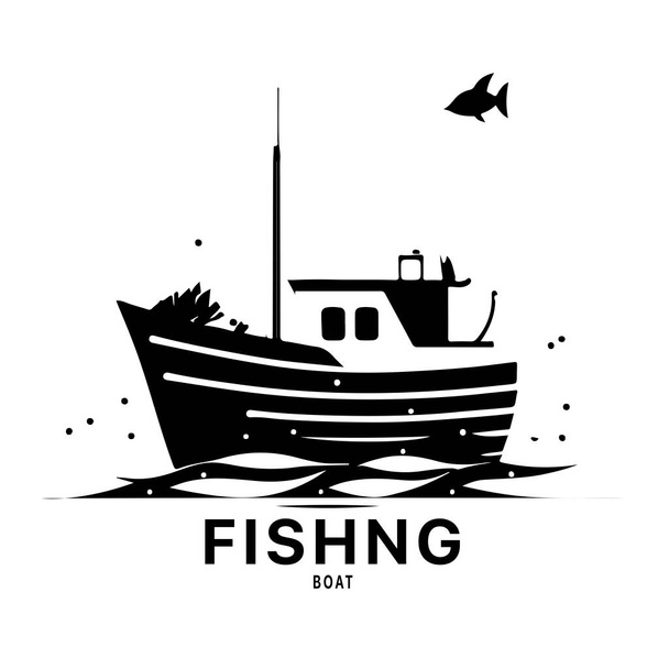  Изображение логотипа рыбацкой лодки для вектора логотипа морского транспорта и баржи - Вектор,изображение
