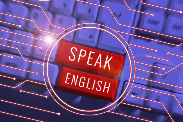 Inspiración mostrando signo Hablar Inglés, Visión general de negocios Estudiar otra lengua extranjera Cursos verbales en línea - Foto, Imagen