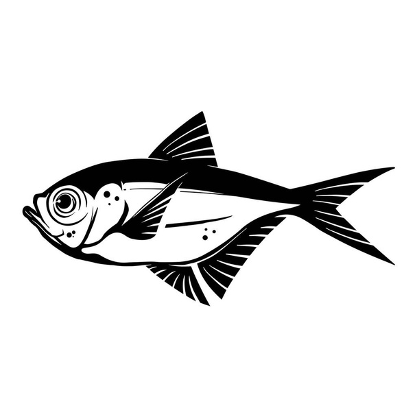 Bass fish line drawing style on white background. Design element for icon  logo, label, emblem, sign, and brand mark.Vector illustration Stock Vector