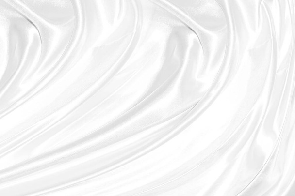 Closeup elegant crumpled of white silk fabric cloth background and texture - Fotó, kép