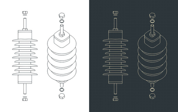 Stylized vector illustration of blueprints of medium voltage surge arrester - Vektori, kuva