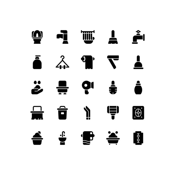 Набор туалетной комнаты туалет икона, логотип и иллюстрация вектор - Вектор,изображение