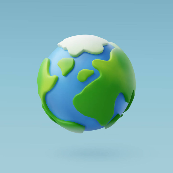 3Dベクトル緑の惑星地球、地球の日、環境の日、生態学の概念. - ベクター画像
