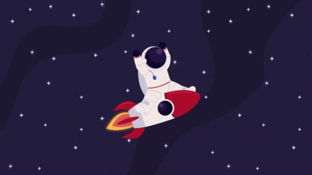 astronaut in rocket character animation,4k video animated - Video, Çekim