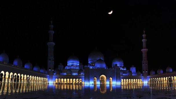 Meczet Sheikh zayed, w nocy - Zdjęcie, obraz