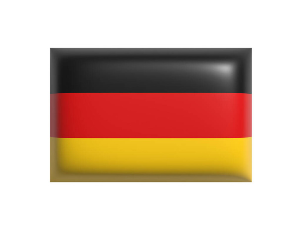 Bandera alemana aislada sobre fondo blanco. Icono de diseño de dibujos animados. renderizado 3d. Puesta plana - Foto, Imagen