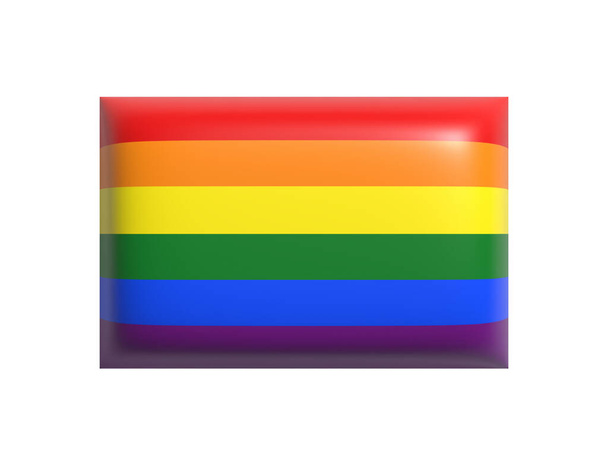 Rainbow flag lgbt pride isolé sur un fond blanc. Icône de dessin animé. Rendement 3D. Pose plate - Photo, image