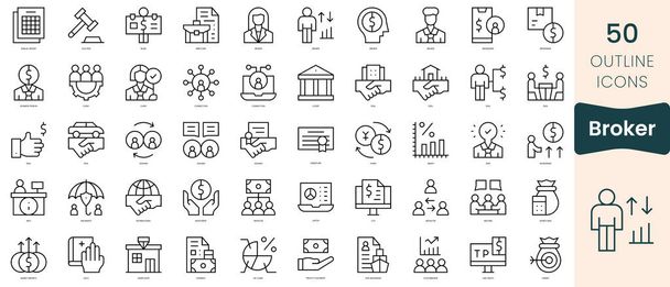 Set of broker icons. Thin linear style icons Pack. Vector Illustration - ベクター画像