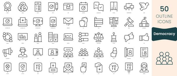 Set of democracy icons. Thin linear style icons Pack. Vector Illustration - Vektor, Bild
