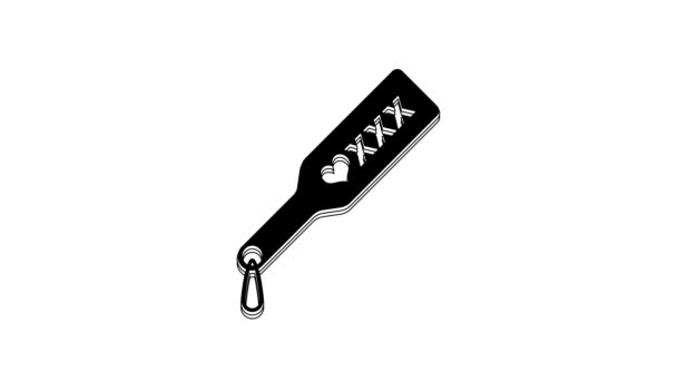 Black Spanking paddle icon isolated on white background. Fetish accessory. Sex toy for adult. 4K Video motion graphic animation. - Filmmaterial, Video
