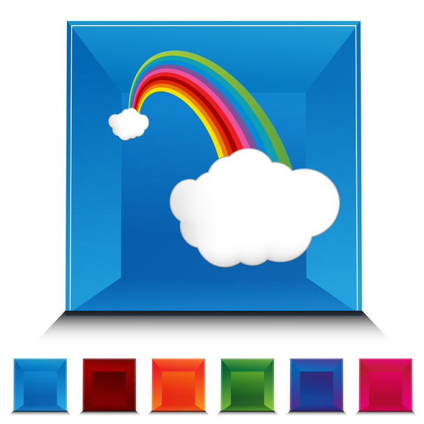 Lucky Rainbow Clouds Gemstone Button Set - Vector, Image