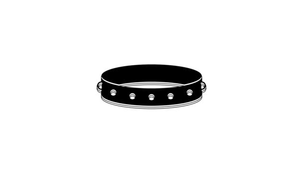 Black Leather fetish collar with metal spikes on surface icon isolated on white background. Fetish accessory. Sex toy for men and woman. 4K Video motion graphic animation. - Filmmaterial, Video
