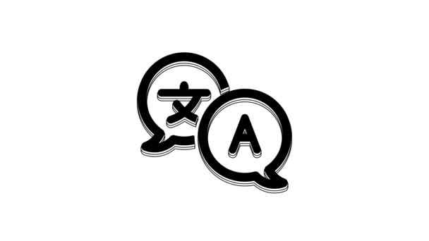 Black Translator icon isolated on white background. Foreign language conversation icons in chat speech bubble. Translating concept. 4K Video motion graphic animation. - Video