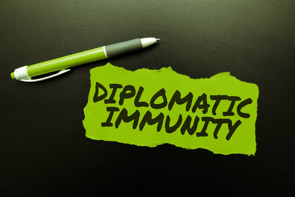 Conceptual caption Diplomatic Immunity, Internet Concept law that gives foreign diplomats special rights in the country they are working - Photo, Image
