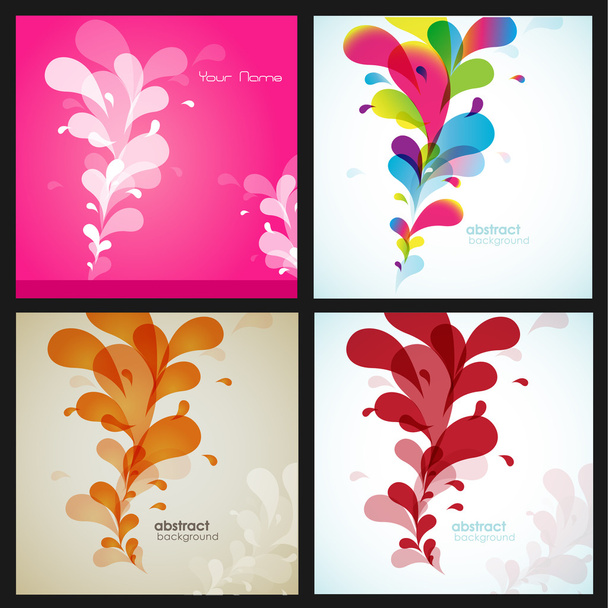 Set of four flower backgrounds with different colors. - Vetor, Imagem