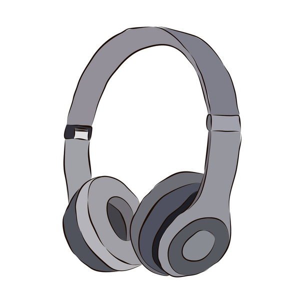 Wireless headphones in gray color on a white background. Big and professional headphones. - Vektör, Görsel
