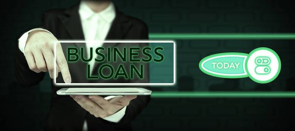 Pisanie wyświetlania tekstu Business Loan, Pomysł na biznes Kredyt hipoteczny Pomoc finansowa Zaliczki gotówkowe Dług - Zdjęcie, obraz
