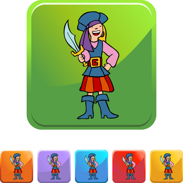 Pirate Girl button - Vektör, Görsel