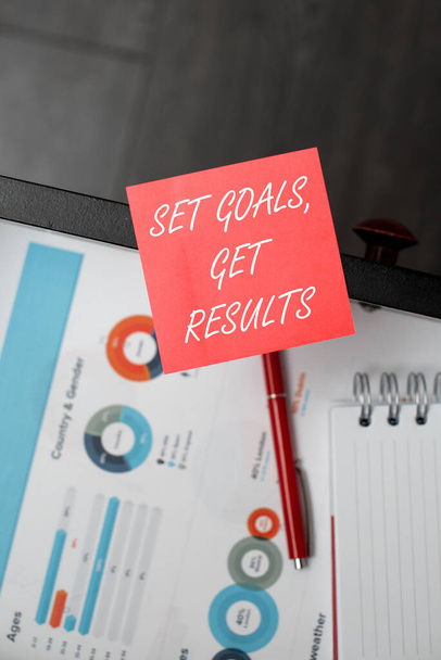 Text showing inspiration Set Goals, Get Results, Concept meaning Establish objectives work for accomplish them - Foto, Bild