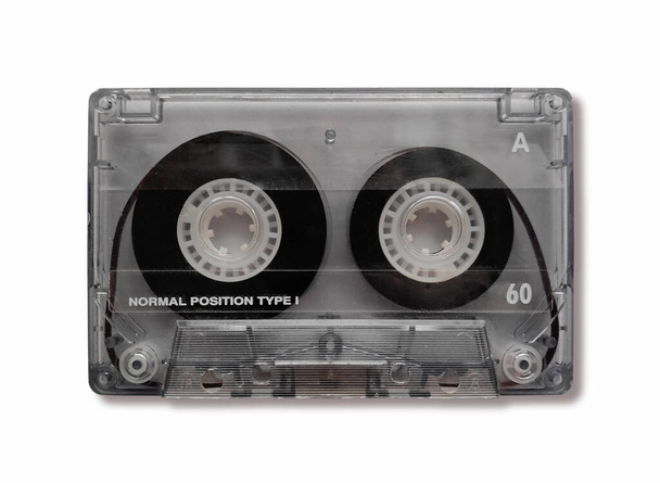Close-up on a cassette tape isolated on white background. - Fotoğraf, Görsel