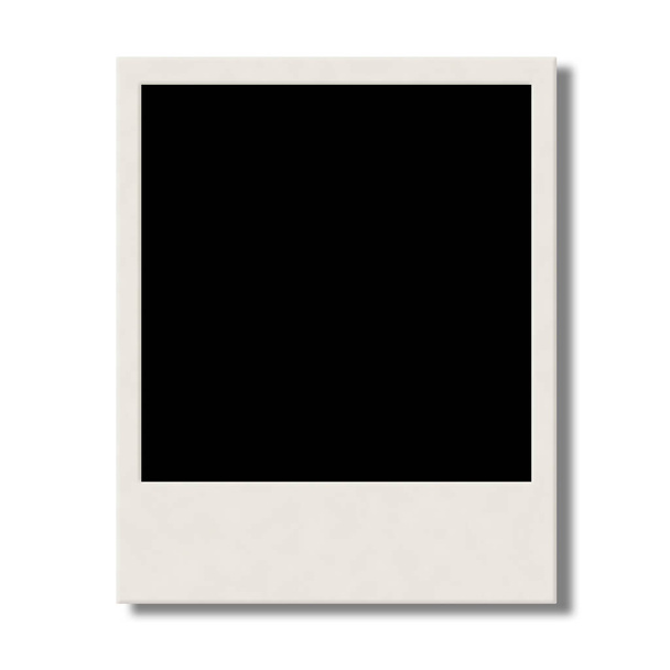 Vooraanzicht van een leeg Polaroid fotolijstje met kopieerruimte. Het centrum kan gemakkelijk worden uitgesneden en vervangen door een foto. - Foto, afbeelding