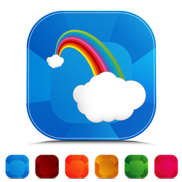 Lucky Rainbow Clouds Gemstone Button Set - Vector, Image