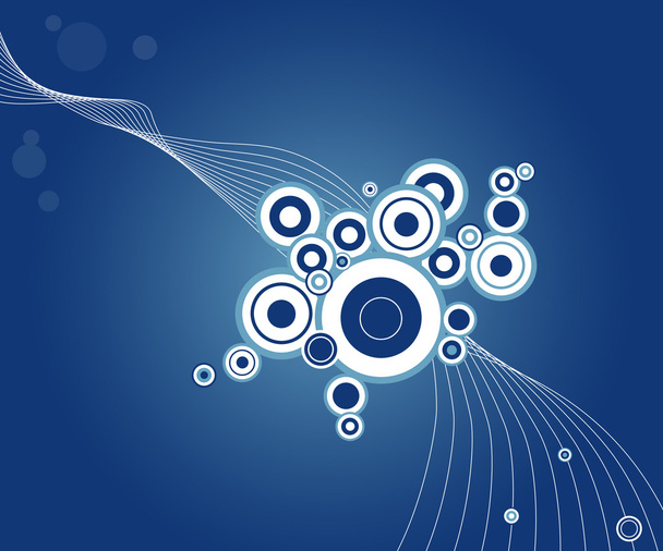 Funky shape formated from circles on blue background. Vector art. - Vektör, Görsel