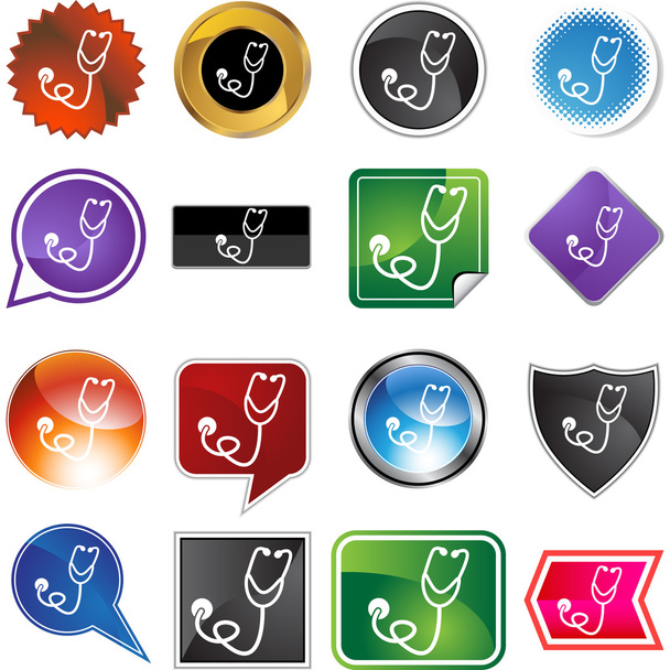 Stethoscope web button - Vector, Image