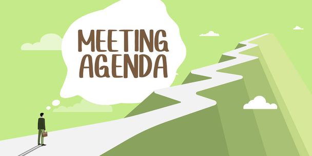 Konzeptionelle Bildunterschrift: Meeting Agenda, Word Written on A agenda setzt klare Erwartungen an das, was zu einem Meeting gehört - Foto, Bild