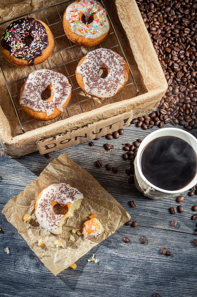 Lunch with donuts and coffee - Φωτογραφία, εικόνα