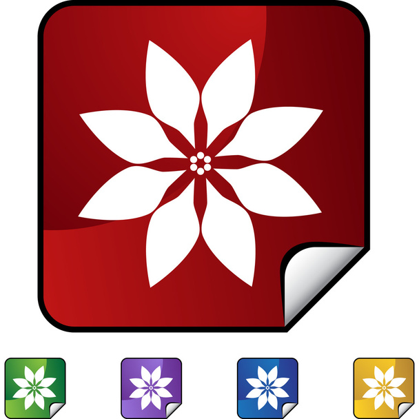 Poinsettia web button - Vektör, Görsel