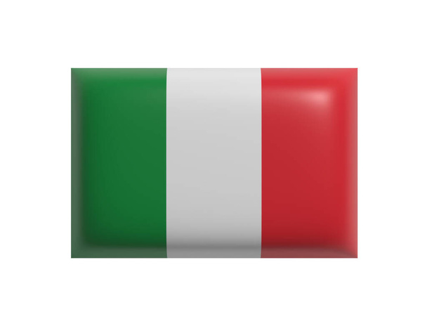 Italian flag isolated on white background. Flag of Italy. Cartoon design icon. 3d rendering. Flat lay - Zdjęcie, obraz