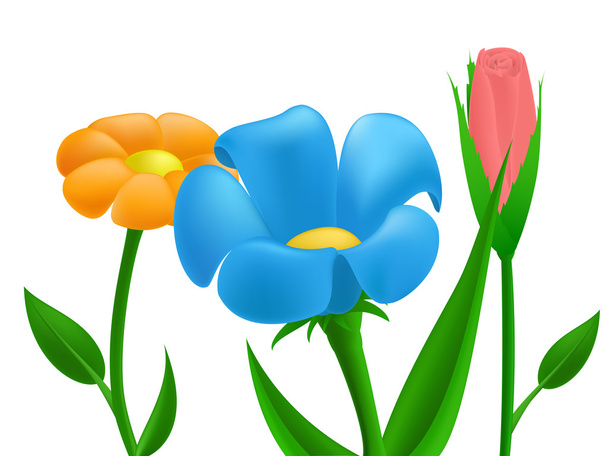 Three flowers with mesh gradient color - Vector, afbeelding