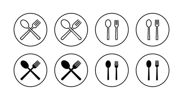 cuillère et fourchette icônes ensemble. cuillère, fourchette et couteau icône vecteur. signe et symbole du restaurant - Vecteur, image