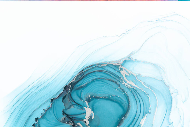 Marble ink abstract art from meticulous original painting abstract background . Painting was painted on high quality paper texture to create smooth marble background pattern of ombre alcohol ink . - Foto, imagen