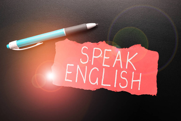 Käsin kirjoittaminen merkki Puhu englantia, Word for Study toisen vieraan kielen Online suullisia kursseja - Valokuva, kuva