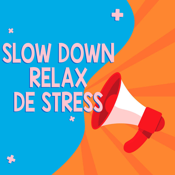 Exibição conceitual Abrandar Relaxe De Stress, conceito de negócio Tenha uma pausa reduzir os níveis de estresse descansar calma - Foto, Imagem