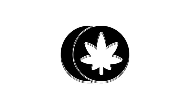Black Herbal ecstasy comprimés icône isolée sur fond blanc. Animation graphique de mouvement vidéo 4K. - Séquence, vidéo