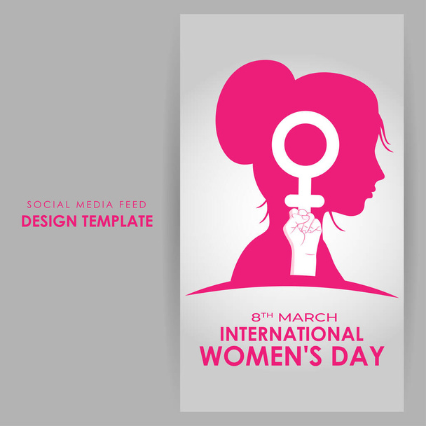 Vector illustration of Happy International Women's Day social media story feed mockup template - Vector, Image