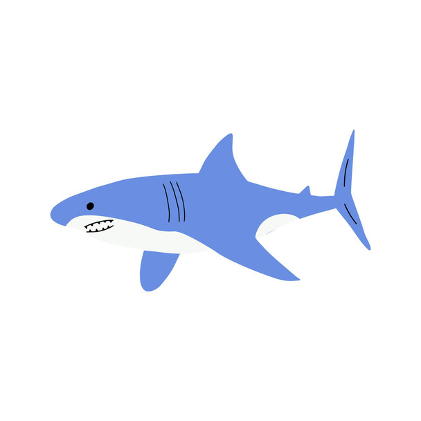 Shark. Sea animal. Marine animal in Scandinavian style. - Vektor, Bild