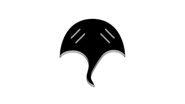 Zwarte Stingray pictogram geïsoleerd op witte achtergrond. 4K Video motion grafische animatie. - Video