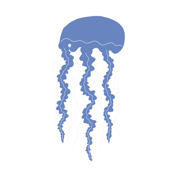 Jellyfish Character sea animal on deep background. Wild life illustration. Vector illustration. - Vetor, Imagem