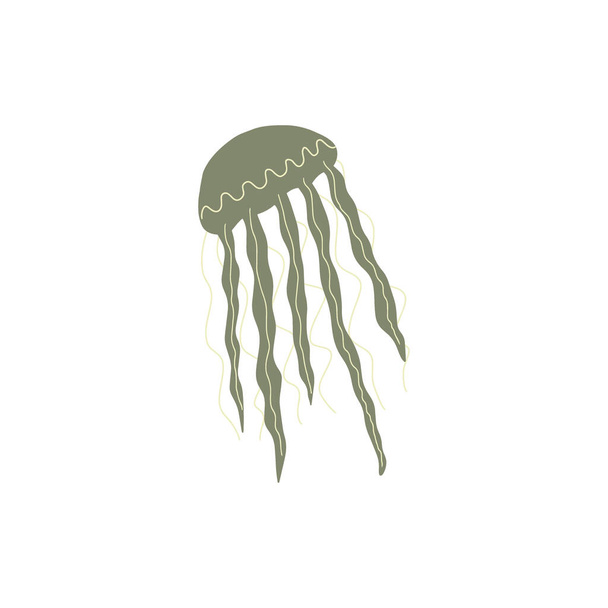 Jellyfish Character sea animal on deep background. Wild life illustration. Vector illustration. - Διάνυσμα, εικόνα
