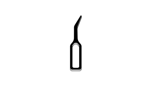Fekete fogászati Explorer scaler fogak ikon elszigetelt fehér háttér. 4K Videó mozgás grafikus animáció. - Felvétel, videó