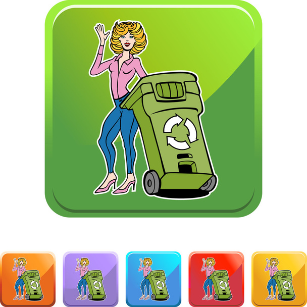 Recycling Woman web icon - Вектор,изображение