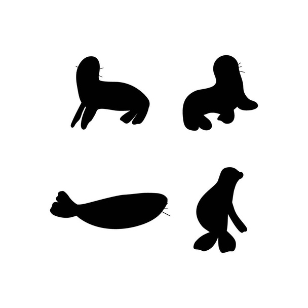 Seal Character sea animal on deep background. Wild life illustration. Underwear world. Vector illustration. - Vektör, Görsel