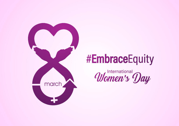 International Women's Day 2023, campaign theme: Embrace Equity. Women's Day banner vector illustration. Give equity a huge embrace. - Vector, Imagen