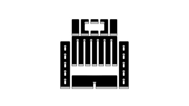 Black Hotel Ukraina icône du bâtiment isolé sur fond blanc. Animation graphique de mouvement vidéo 4K. - Séquence, vidéo