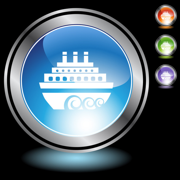 Cruise ship web button - Wektor, obraz